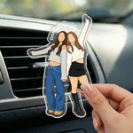 Personalized Funny Comic Style Photo Car Charm with Text Car Air Vent Clip Use Birthday Anniversary Gift for Friend Couple Family
