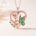 Collier papillon personnalisé avec nom et pierre de naissance - Cadeau de la fête des Mères pour maman et grand-mère