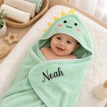 Personalised Cute Moose Animal Hooded Embroidered Soft Throw Blanket with with Name Daily Use Birthday Baby Shower Gift for New Moms Babies