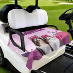 Personalizzato Golf Classic Elements Watercolor Style Pet Photo Golf Cart Seat Cover with Name Team Birthday Gift for Golf Player Pet Owner