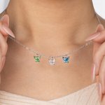 Personalized 1-10 Butterfly Birthstones Necklace Exquisite Jewelry Mother's Day Birthday Anniversary Gift for Mom Woman