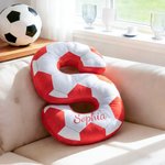 Personalised Soccer Design Initial Soft Cushion with Name Living Room Decor Game Day Birthday World Cup Gift for Soccer Player Lover