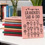 Personalised Cute Line Cartoon Character Sheep Leather A5 Notebook with Names Daily Use Mother's Day Birthday Gift for Grandma Mom