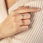 Personalized 1-6 Birthstones Sterling Silver Ring with Name Dainty Jewellery Anniversary Birthday Mother's Day Gift for Woman Mother