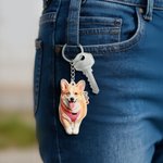 Personalised 2D Clay Effect Pet Photo Acrylic Keychain with Name Bag Tag Anniversary Birthday Gift for Pet Lovers Owners