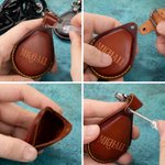 Personalisierte Funkschlüssel-Hülle aus Echtleder | Logo- und Textgravur | Schlüsselanhänger | Geburtstag Vatertag Geschenk für Motorradfahrer Biker