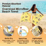 Personalized 1-6 Face Photos Cute Marsupilami Face Expression Quick Dry Beach Towel with Name Birthday Gift for Kid Family | Callie × Marsupilami®