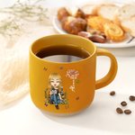 Personalized Cartoon Reading Character Birth Flower Ceramic Mug with Name Birthday Book Club Gift for Book Lovers Bookworms