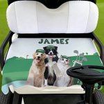 Personalizzato Golf Classic Elements Watercolor Style Pet Photo Golf Cart Seat Cover with Name Team Birthday Gift for Golf Player Pet Owner