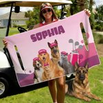Personalizzato Golf Classic Elements Watercolor Style Pet Photo Golf Cart Seat Cover with Name Team Birthday Gift for Golf Player Pet Owner