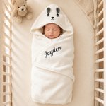 Personalised Cute Moose Animal Hooded Embroidered Soft Throw Blanket with with Name Daily Use Birthday Baby Shower Gift for New Moms Babies