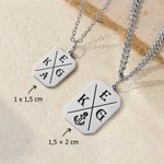 Collier octogonal personnalisé avec 1 à 4 initiales et symboles porte-bonheur - Cadeau d'anniversaire et la fête des Mères pour les femmes