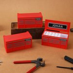 Personalized 3D Printing Red Tool Chest Pen Holder with Name Workshop Office Accessory Garage Decor Birthday Gift for Tool Lovers Mechanics