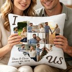 Personalized Heart Couple Photos Throw Pillow Cover with Name and Date Home Decor Valentine's Day Anniversary Gift for Couples
