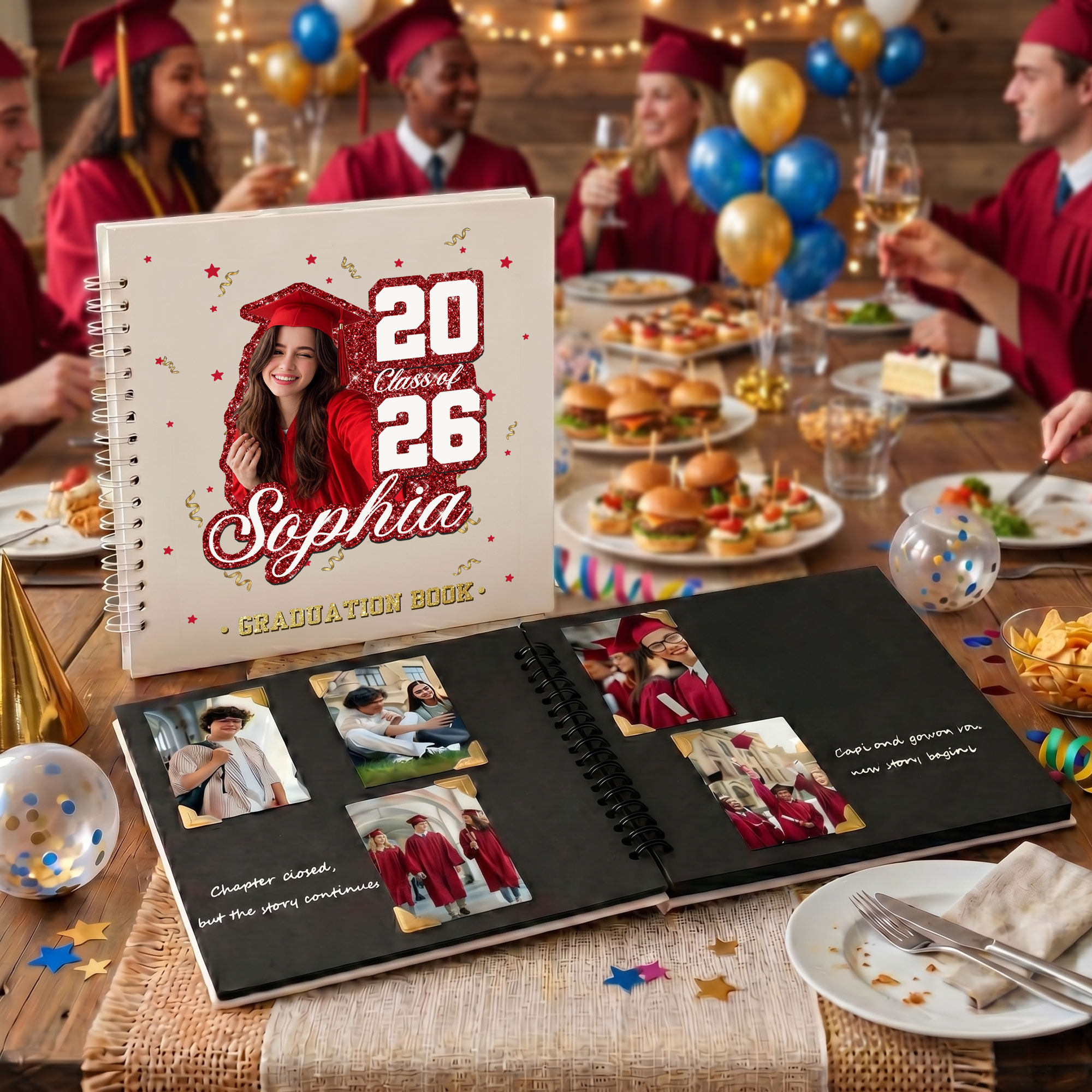 Libro de visitas personalizado con foto, nombre y año de graduación, bolígrafo y pegatinas Regalo de graduación para un recuerdo de graduado
