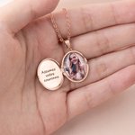 Collier médaillon personnalisé avec initiale texte photo et fleur de naissance - Cadeau d'anniversaire fête des Mères pour les femmes