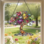 Personalisierter Herz-Familienbaum-Anhänger | mit 2–20 Namen und Text | Sonnenfänger aus Acryl | Hausdeko | Muttertag Geburtstag Geschenk für Mama Oma