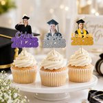 Personalized Multi-Color Photo Cupcake Topper with Name and Year Cake Decoration Graduation Gift for Graduate Friend