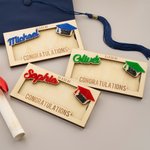 Personalized Congratulations Class of Graduation Wooden Money Holder with 3D Name and Year Graduation Party Gift for Graduates