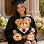 Bonnet de fin d'études personnalisé Ourson en peluche avec année et nom Cadeau de fin d'études Cérémonie de remise des diplômes