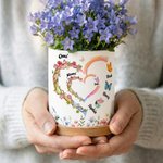 Personalisierter Keramik-Blumentopf mit Aquarell-Geburtsblumen | mit Namen | Muttertag Geburtstag Geschenk für Mama Oma