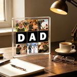 Personalised Dad Nine-Grid Photos Collage  Square Acrylic Plaque Home Decor Father's Day Birthday Gift for Father
