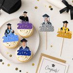 Personalized Multi-Color Photo Cupcake Topper with Name and Year Cake Decoration Graduation Gift for Graduate Friend