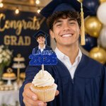 Personalized Multi-Color Photo Cupcake Topper with Name and Year Cake Decoration Graduation Gift for Graduate Friend