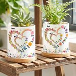 Personalisierter Keramik-Blumentopf mit Aquarell-Geburtsblumen | mit Namen | Muttertag Geburtstag Geschenk für Mama Oma