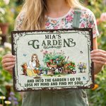 Personalized Garden Theme Cartoon Character Horizontal Metal Sign with Name Garden Door Decor Birthday Gift for Grandma Mom Garden Lover