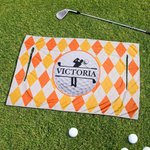 Personalized Golf Elements Diamond Argyle Golf Cart Seat Cover with Name Summer Hot UV Protection Seat Protector Birthday Gift for Golf Lovers Golfers