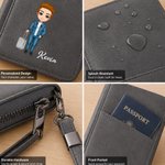 Personalized Cartoon Character PU Leather Passport Holder Wallet with Name Travel Essential Birthday Gift for Family Friends