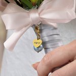 Personalised Blue Pearl Heart Charm Bouquet Clip with Text and Floral Card Something Blue Wedding Engagement Gift for Bride Bridesmaid