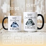Personalised Baby Is Brewing Ultrasound Photo Ceramic Mug with Name Pregnancy Announcement Gender Reveal Party Gift for Expecting Parents