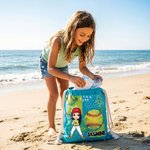 Personalized Multicolour Ball Sports Cartoon Character Drawstring Beach Backpack with Name Beach Party Birthday Gift for Ball Sports Lovers