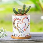 Personalisierter Keramik-Blumentopf mit Aquarell-Geburtsblumen | mit Namen | Muttertag Geburtstag Geschenk für Mama Oma
