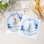 Personalised Blue Pearl Heart Charm Bouquet Clip with Text and Floral Card Something Blue Wedding Engagement Gift for Bride Bridesmaid