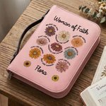 Personalizada Mujer de la Fe Versículos de la Biblia Flor de cuero de la PU Biblia cubierta del libro con el nombre de cremallera y asa de bautismo religioso regalo de cumpleaños para los cristianos