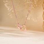 Personalized Double Heart Pendant Necklace with Name Birthday Anniversary Mother's Day Gift for Mom Grandma Woman