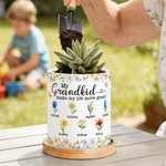 Personalized Crystal-Style Birth Flower Ceramic Planter Pot with Name and Bamboo Tray Home Decor Mother's Day Gift for Mom Grandma