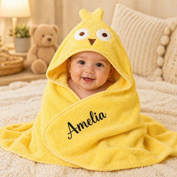 Personalisierte niedliche Tier-Babydecke mit Namen Stickerei weiches Kapuzenhandtuch Baby Geburt Geburtstag Geschenk für Neugeborene Babys