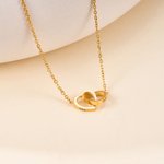 Personalized Double Heart Pendant Necklace with Name Birthday Anniversary Mother's Day Gift for Mom Grandma Woman