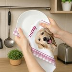 Personalized Watercolor Pet Portrait Tea Towel with Name Travel Outdoor Daily Use Birthday Pet Adoption Day Gift for Pet Lovers
