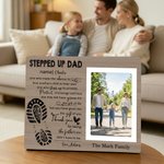 Personalised Stepped Up Dad Photo Frame Ornament with Name and Text Home Decor Father's Day Birthday Gift for Stepdad Family
