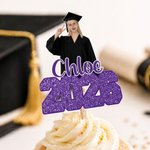 Personalized Multi-Color Photo Cupcake Topper with Name and Year Cake Decoration Graduation Gift for Graduate Friend