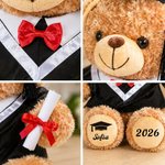 Bonnet de fin d'études personnalisé Ourson en peluche avec année et nom Cadeau de fin d'études Cérémonie de remise des diplômes