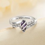 Anillo personalizado de acero inoxidable con piedra de nacimiento nombre y texto grabado regalo del Día de la Madre para mamá y abuela