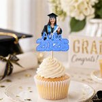 Personalized Multi-Color Photo Cupcake Topper with Name and Year Cake Decoration Graduation Gift for Graduate Friend