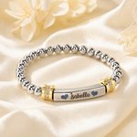 Personalised Delicate Heart Wings Bracelet with Engraved Name Meaningful Birthday Mother's Day Gift for Kids Mom Grandma