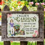 Personalized Retro Cartoon Character Garden Metal Sign with Name and Text Garden Decor Mother's Day Birthday Gift for Grandma Mom Gardening Lovers
